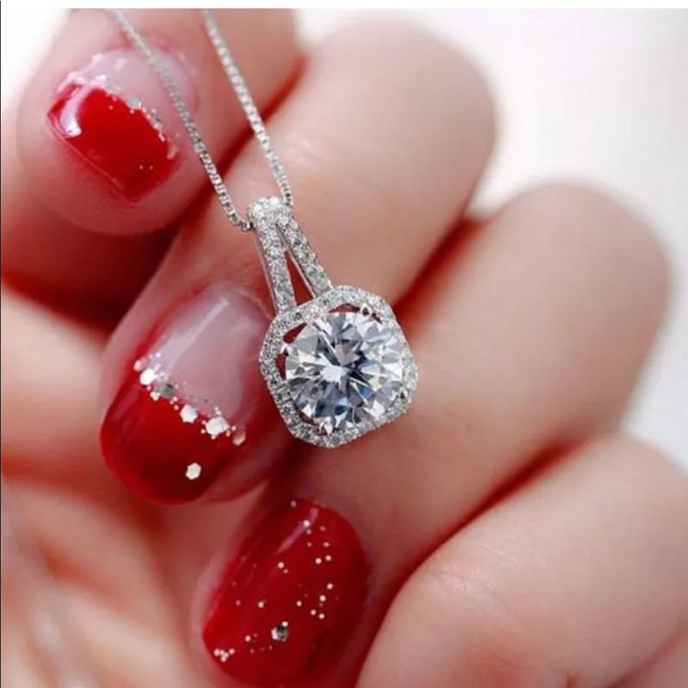 Pendant Chain Statement Choker diamond necklace - Picture 9 of 10